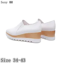 Обувь на танкетке и платформе женская обувь на плоской подошве без шнуровки, женская обувь для отдыха женские оксфорды, повседневная обувь Лоферы размера плюс 34-40, 41, 42, 43