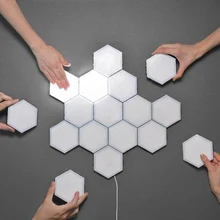 15pcs 양자 램프 led 모듈 식 터치 민감한 조명 육각 램프 밤 빛 자기 크리 에이 티브 장식 벽 lampara(China)