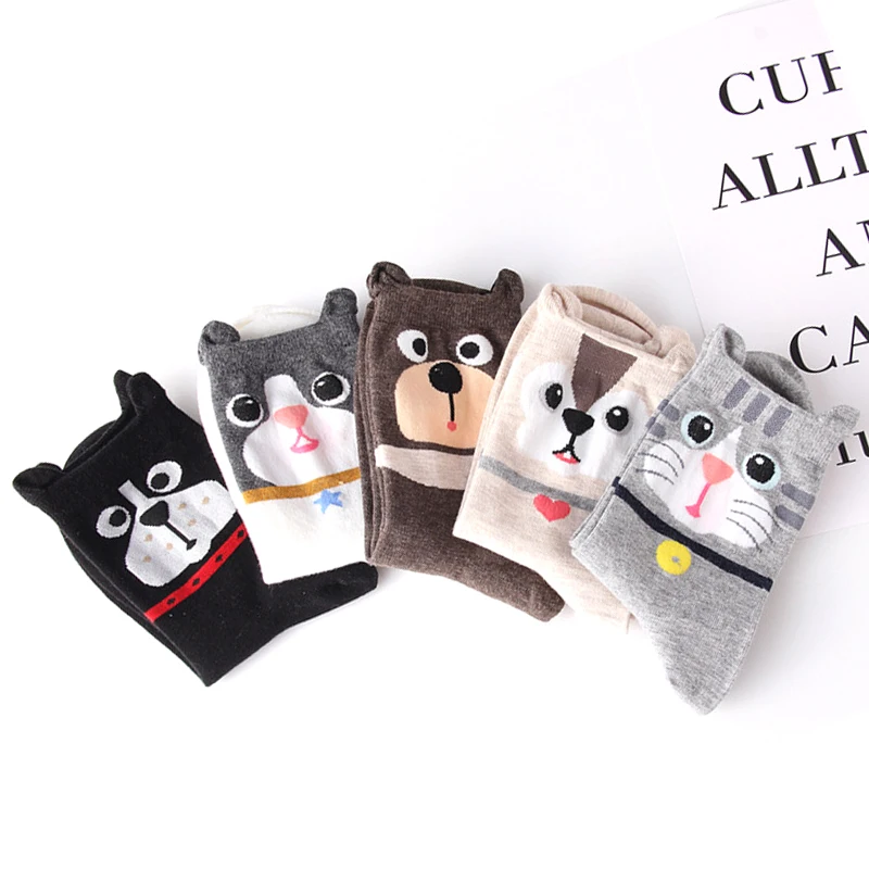 Носки унисекс в стиле Харадзюку для любителей мультфильмов|dog socks|socks unisexcat socks 3d |