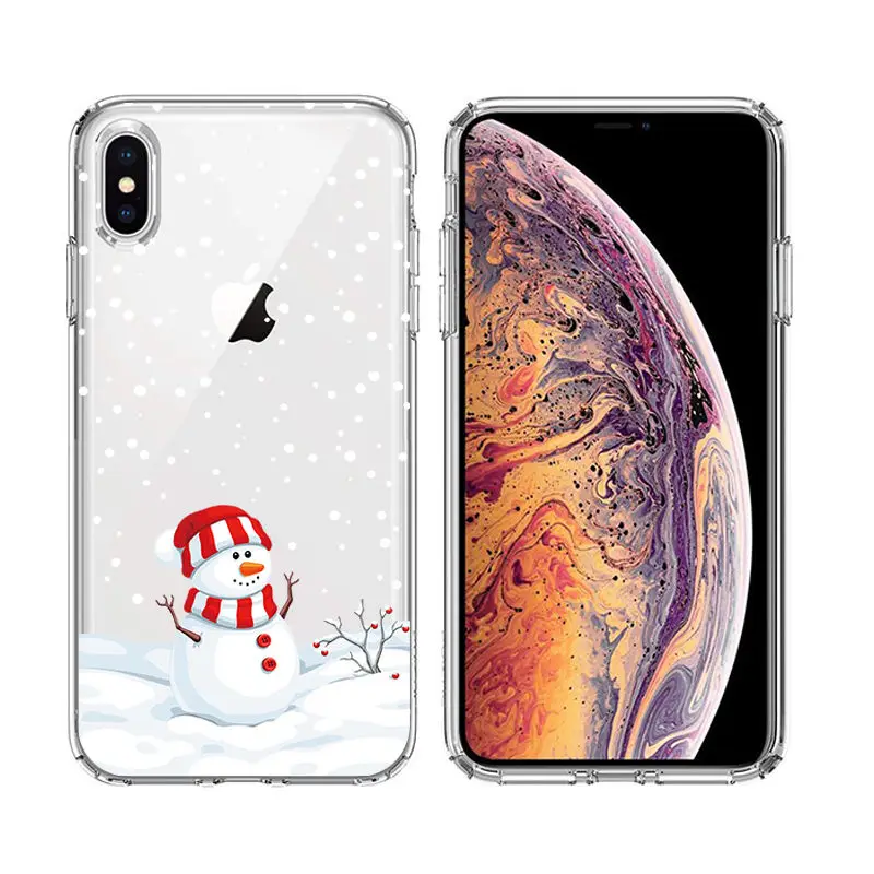 Christmas Santa Reindeer Patterned Clear Soft TPU Case For iPhone 8 Plus XS XR XS Max 6S 5S 7 Plus 7 6 5 SE 8 Chritmas TPU Coque (19)