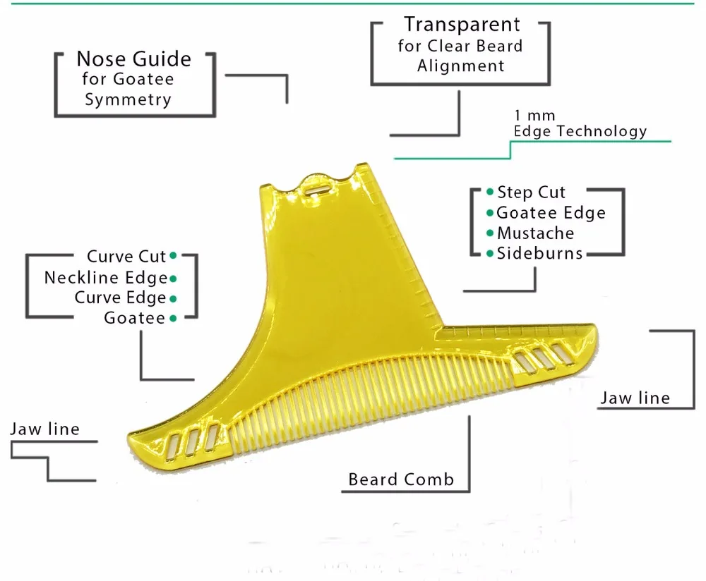 Лучший инструмент для придания формы бороде [8 в 1] Расческа для бороды мультилайнер форма для бороды шаблон расческа набор прозрачный работает с любой бритвой для бороды