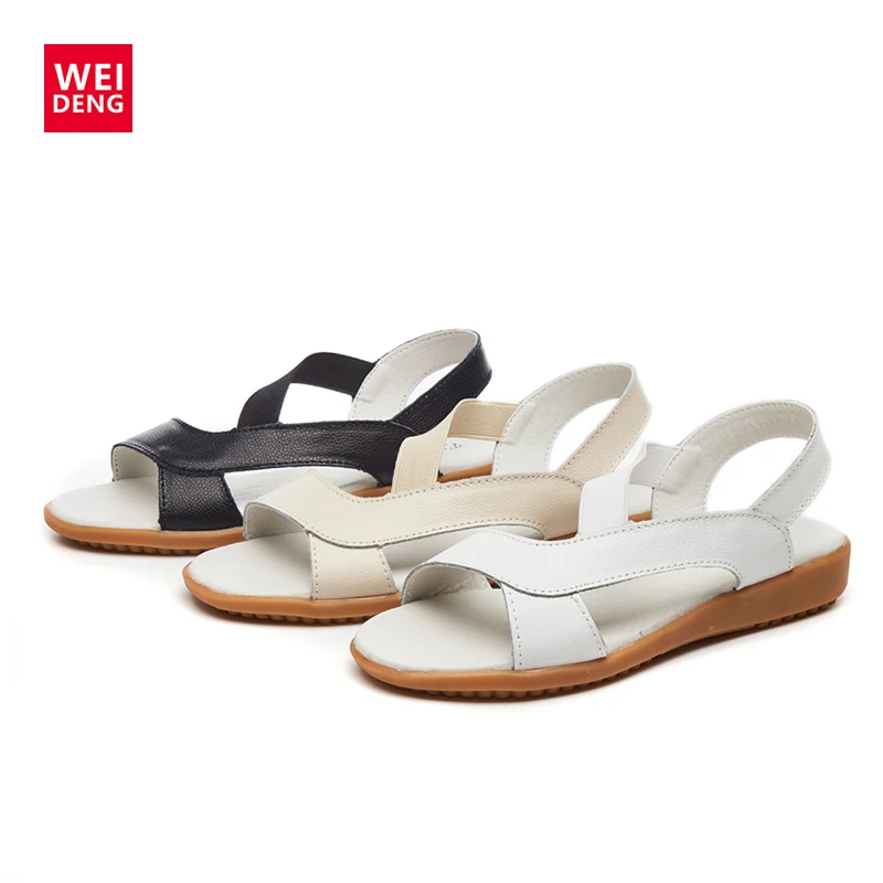 

Weideng Summer Woman Sandals Women Flats Shoes Casual Gladiator Elegant Leathr Wedge Fashion Slip on Pletform