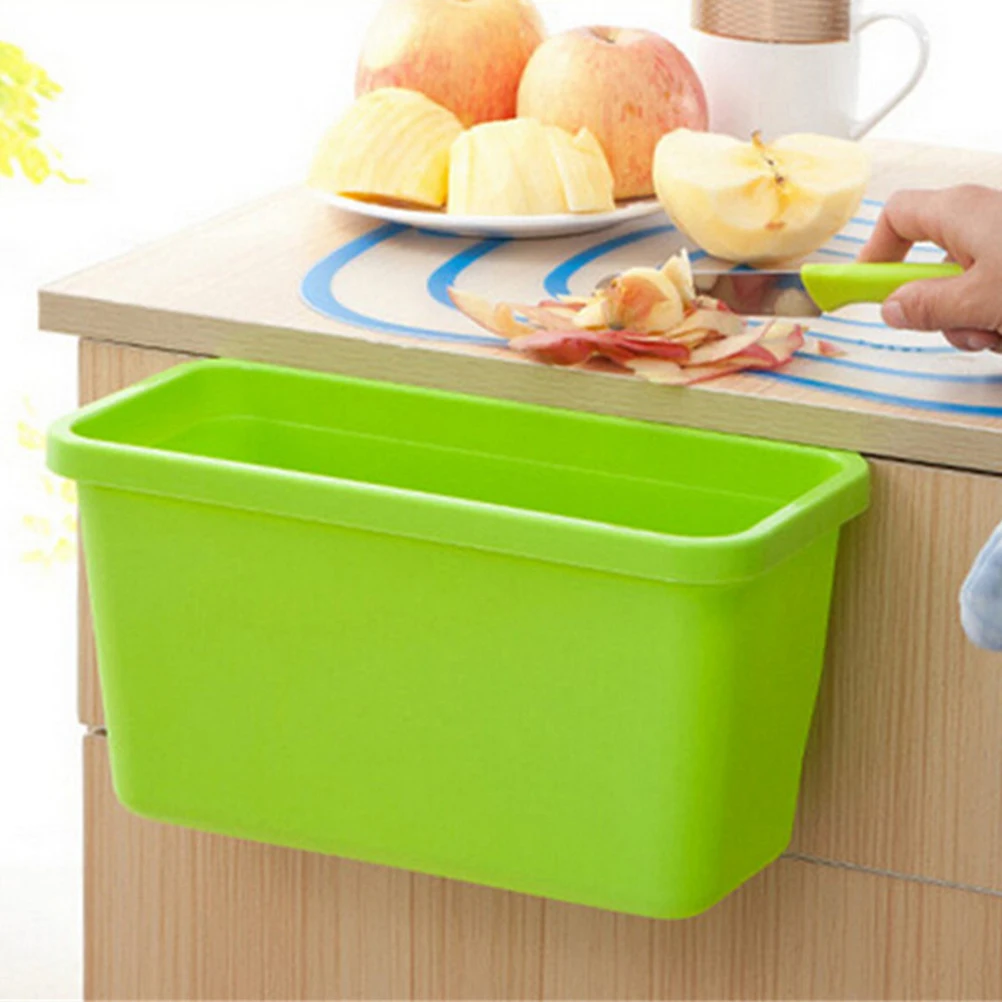 Square Kitchen Cabinet Simple Mini Trash Storage Box Organizers Garbage Holder Portable Hang Type Garbage Can