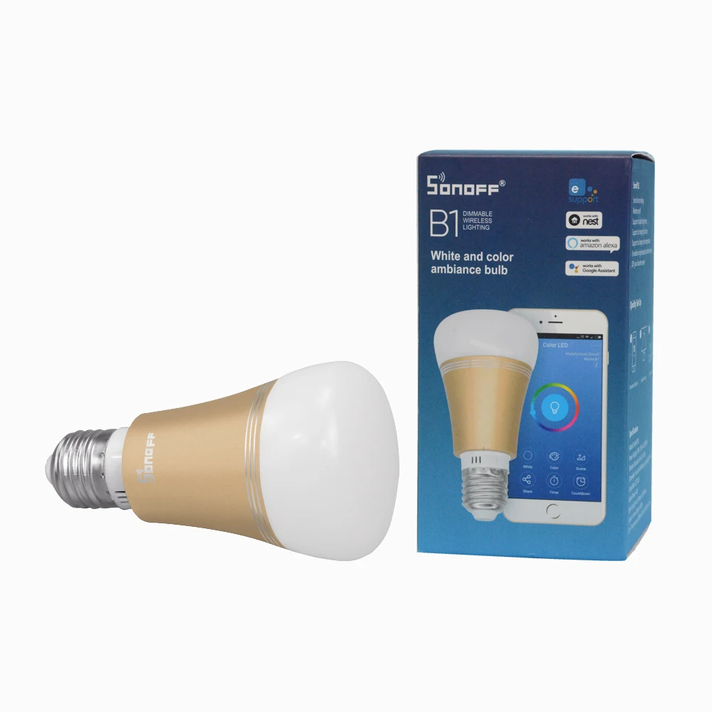 Интеллектуальный выключатель света Sonoff B1 светодиодная лампочка с