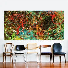 Hand Painted Canvas Painting Wall Art Modern canvas Red Circle Oil Painting Canvas Pictures for Living Room Bedroom Office yhhp hand painted animal canvas oil painting hair donkey