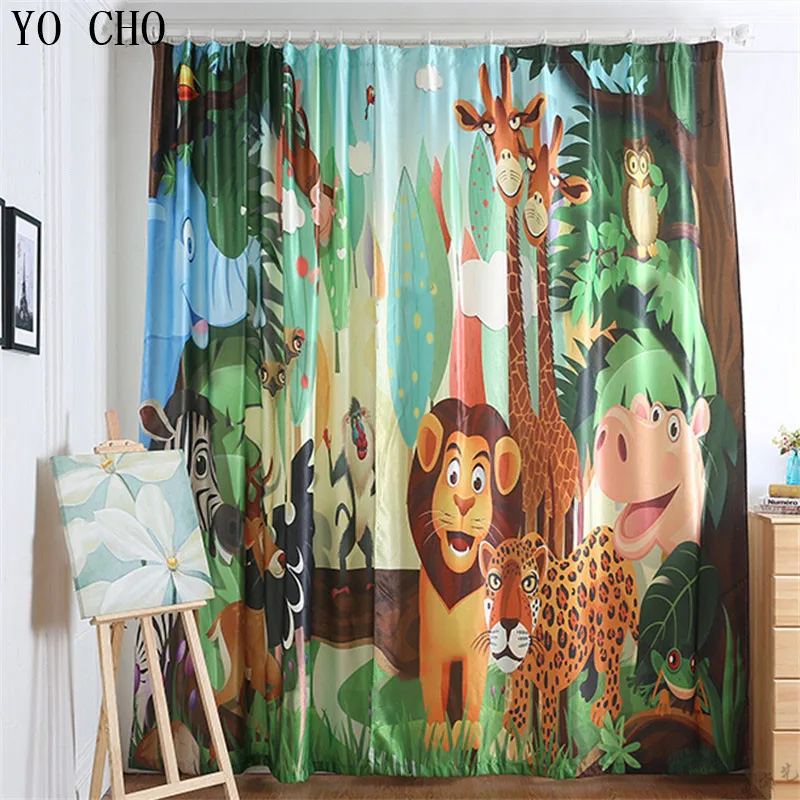 YO CHO cartoon dieren tijger leeuw herten gordijnen voor kinderkamer ... YO CHO cartoon dieren tijger leeuw herten gordijnen voor kinderkamer ...