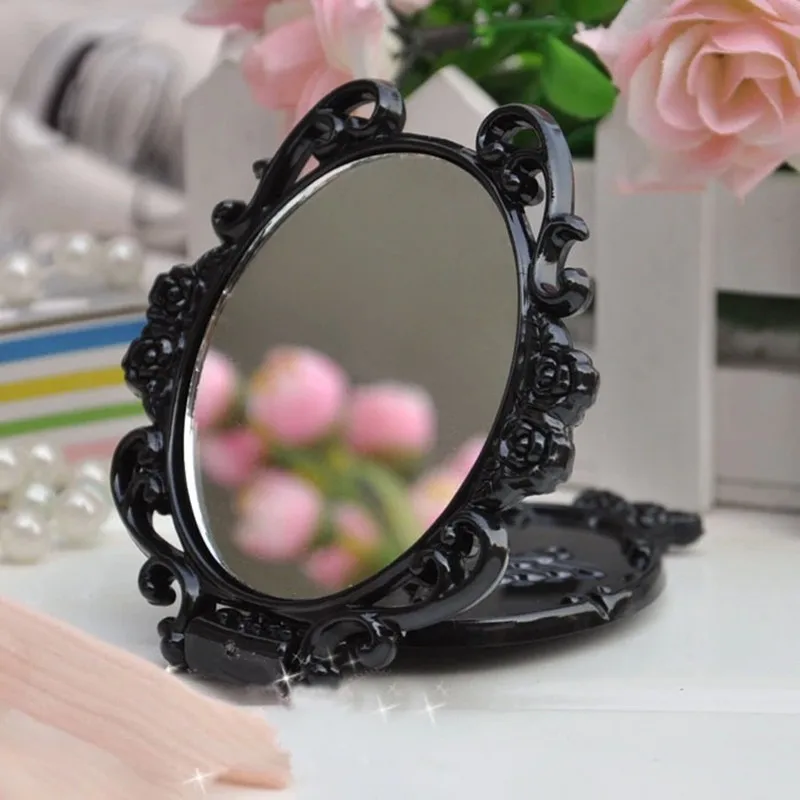 Черное одностороннее винтажное мини карманное косметическое зеркало с бабочкой компактные зеркала