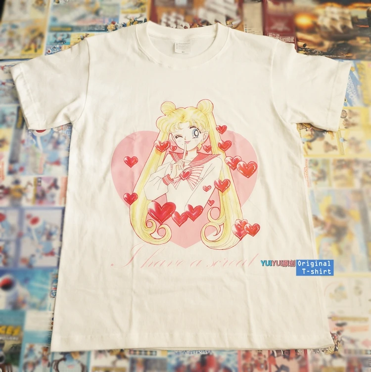 

new top quality Cute Hoodies Women print The Powerpuff Girls/Sailor Moon short t shirt