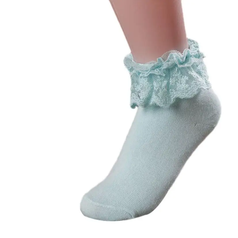 1 пара, 6 цветов, женские носки, милые носки принцессы для девочек, милые женские винтажные кружевные Гольфы с рюшами, с оборками, popsocket meias - Цвет: Синий