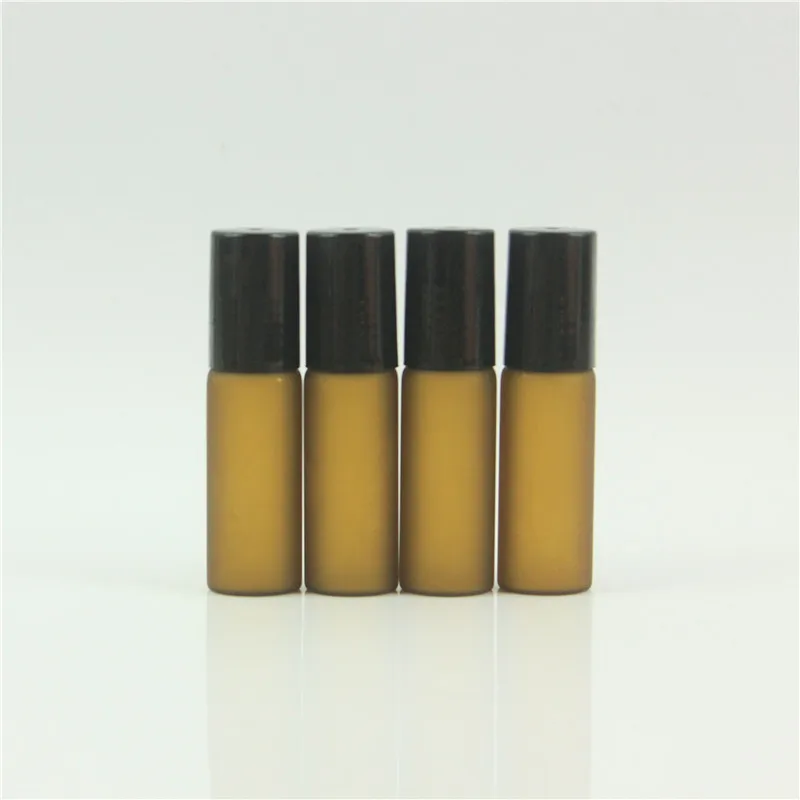 

30pcs 5ml Mini Frosted Amber Glass Essential Oil Bottles With Lid Rollon Sample Vials Cosmetic Container For Essential oil