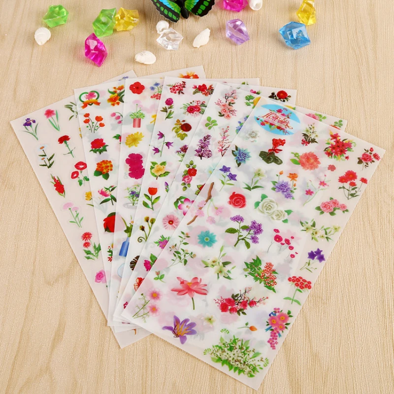 6 Sheets Beautiful Flower Floral Stationery Sticker Planner Scrapbooking Diary Kawaii Handmade