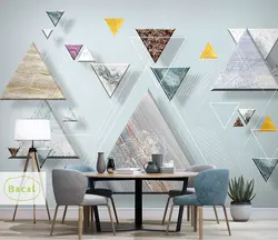 Bacal Новая мода Личность обои 3d Треугольник Мозаика современный минималистский геометрический ТВ фон настенная бумага домашний декор