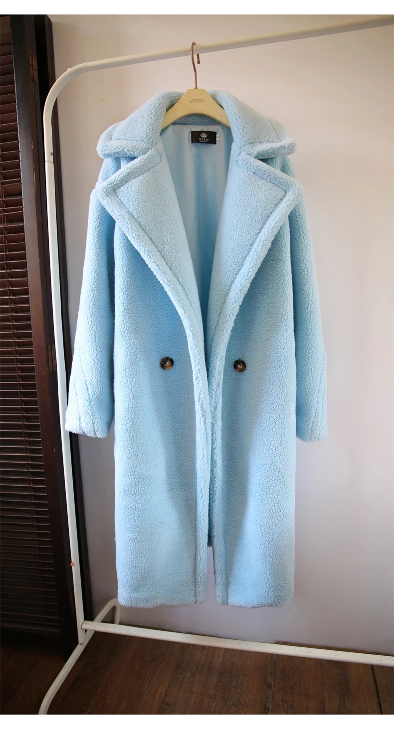 Осень зима модное женское пальто из овечьей шерсти свободная Имитация кашемира Верхняя одежда с хлопковой подкладкой пальто 5 цветов WJ86