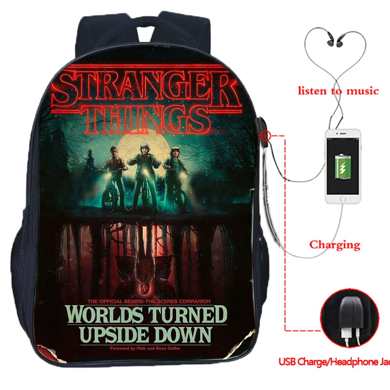 Странные вещи 3 многофункциональные USB зарядка школьные сумки для студентов мальчиков девочек рюкзак для ноутбука рюкзак для подростков дорожные сумки