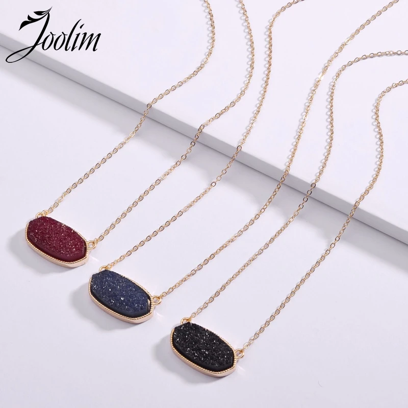 

Joolim Jewelry Wholesale/6 Colors Geometric Resin Druzzy Pendant Necklace Dainty Necklace Short Necklace