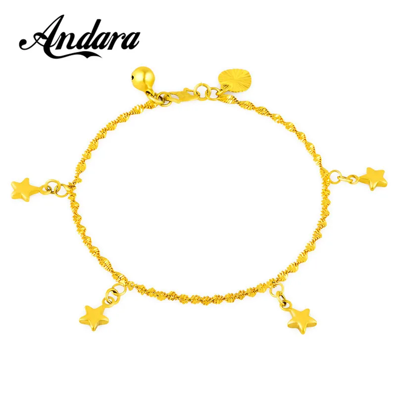 

2018 New Arrival Gold Color Gold Chain Star Pendant Bracelet Bangle Chic Retro Bracelets Women Girl Gift Hot Sale