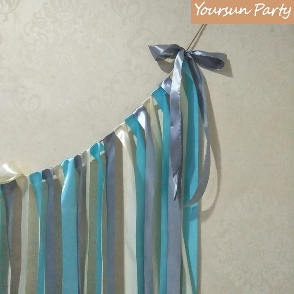 Frozen Inspired Party Backdrops Handmade Ribbon Rag Tie Garland Reserving Table Photography Props
