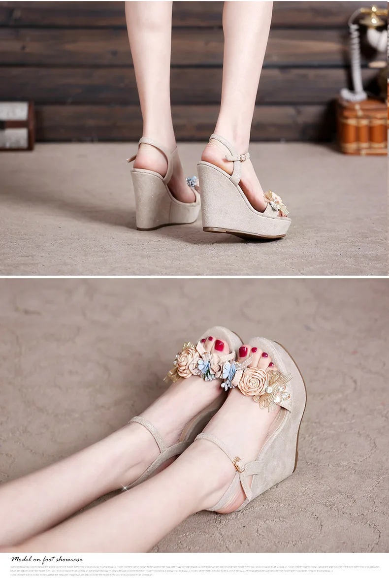 10_2019 Summer New Elegant Fashion High Heel Wedges Sandals Small Size Female Pink White Peep Toe Wedding Shoes