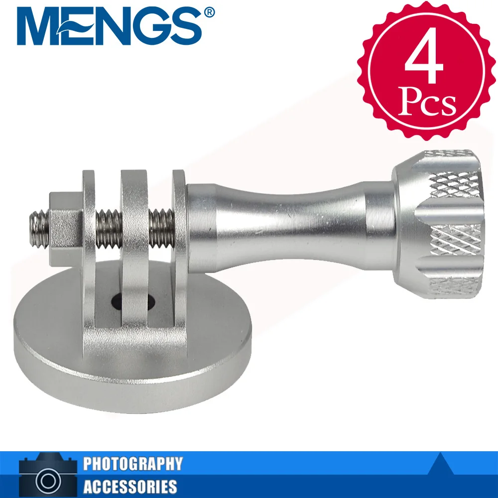 MENGS 4Pcs / pack Aluminum Alloy 1/4 Gopro Mount Adapter +Thumb Screw for Gopro Hero 4/3/2/1