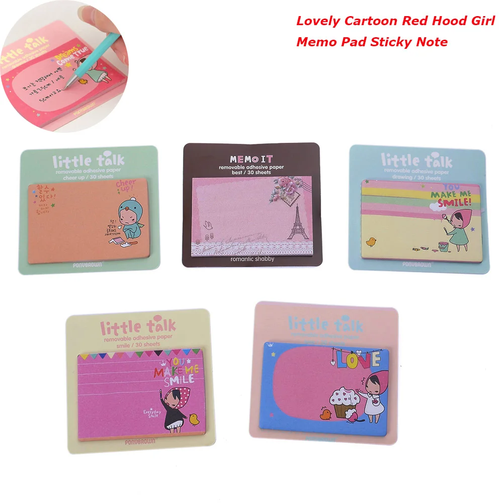 

Free Shipping Kawaii Cartoon Red Hood Girl Memo Notepad Note Book&memo Pad Sticky Notes Memo Set Gift Stationery Wholesale