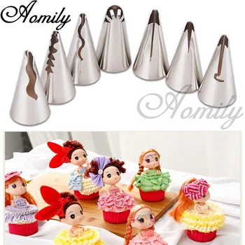 

Aomily 7pcs/Set Russian Skirt Icing Piping Nozzles Decorating Tips Tools Kit Flower Bakery Cake Baking Decorating Tools Bakeware