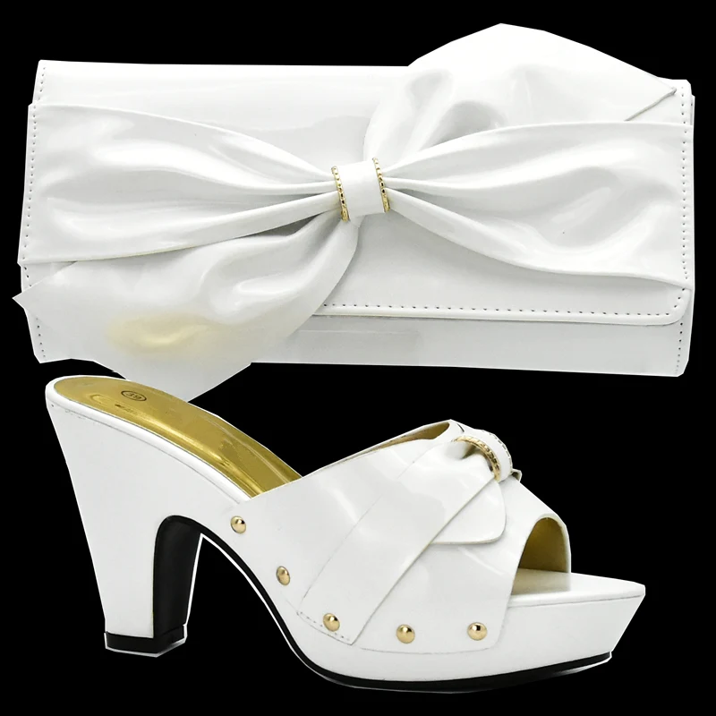 

White Color African Matching Shoes and Bags Italian In Women Italian Shoes and Bags To Match Shoes with Bag Set Party Shoes Bag