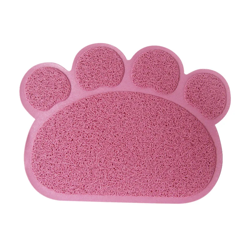 Коврик для кошачьего туалета в форме лапы, коврик для кошачьего туалета, водонепроницаемый коврик из ПВХ для домашних животных и собак, коврик для кормления, легкая стирка, Нескользящие Коврики для пола - Цвет: Pink