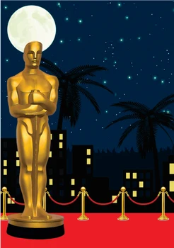 

Hollywood Red Carpet Event Gold Troply Palm Tree Night Sky Backgrounds Vinyl cloth Computer print party backdrop