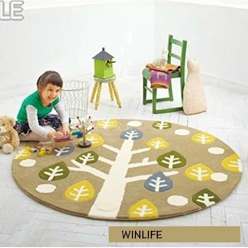 

WINLIFE Tree Pattern Carpet Cartoon Kids Rugs Acrylic Round Carpet Kids Room Floor Mats