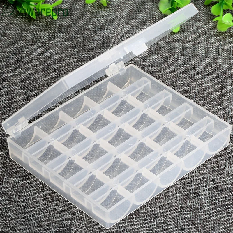 

bowarepro Bobbin Storage Box 25 Empty Transparent Sewing Machine Bobbins Case Spools Organizer Storage Box 12x10.5x2.6cm