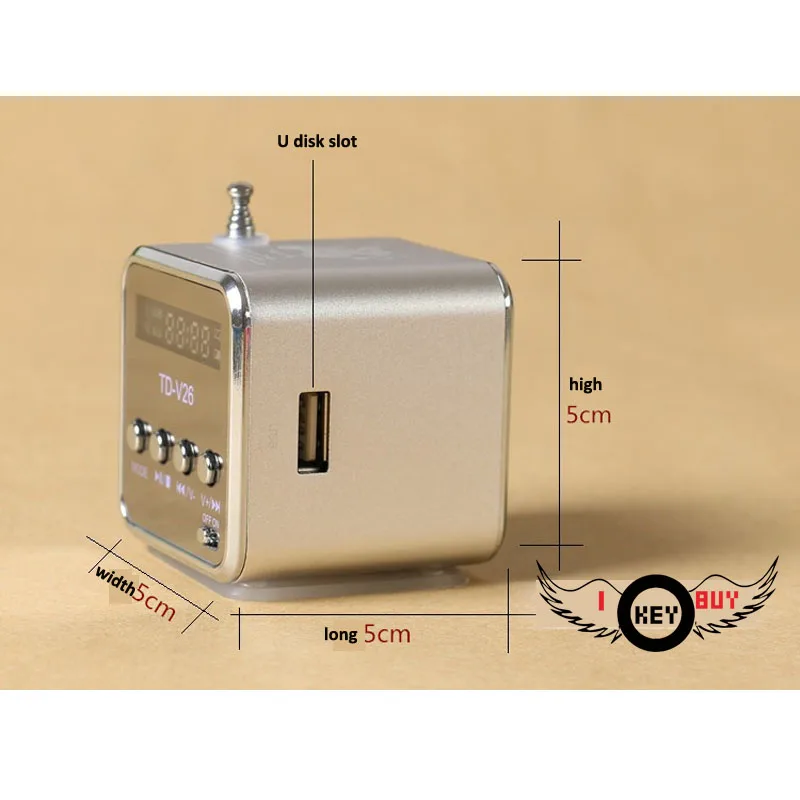 

I Key Buy High Quality Portable Mini Speakers With Screen LED Stereo Receiver Radio PC MP3 Player Speaker Card Cube 3V Silver