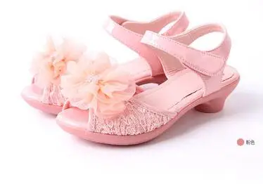 Pearl pink Deesha/модные сандалии для девочек; босоножки на высоком каблуке для маленьких принцесс; корейские летние модные танцевальные детские сандалии - Цвет: Pearl pink