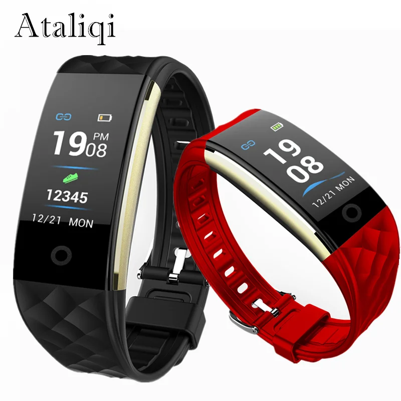 

Ataliqi S2 Smart Fitness Bracelet Activity tracker Wristband Watch Color Screen Waterproof Push Message Heart Rate Smartband