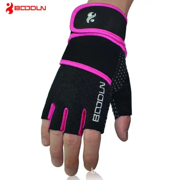 Boodun One Pair Unisex Non-slip Weightlifting Body Building Fitness Half Finger Lengthen Sport Gloves Protective Gloves S/M/L/XL