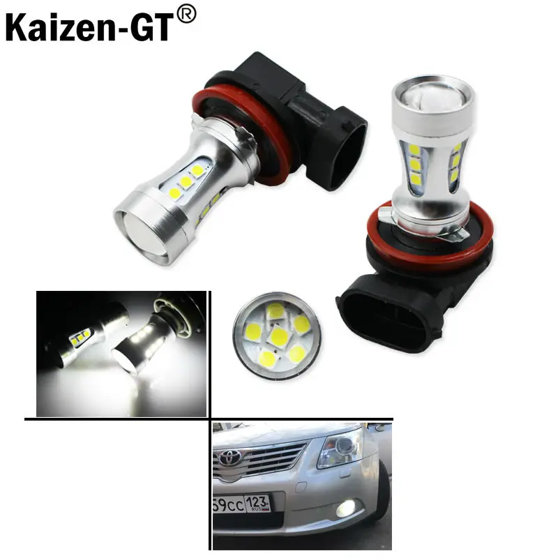 6000K White Top Projector 18 SMD H11 H8 H9 H16 LED Replacement Bulbs