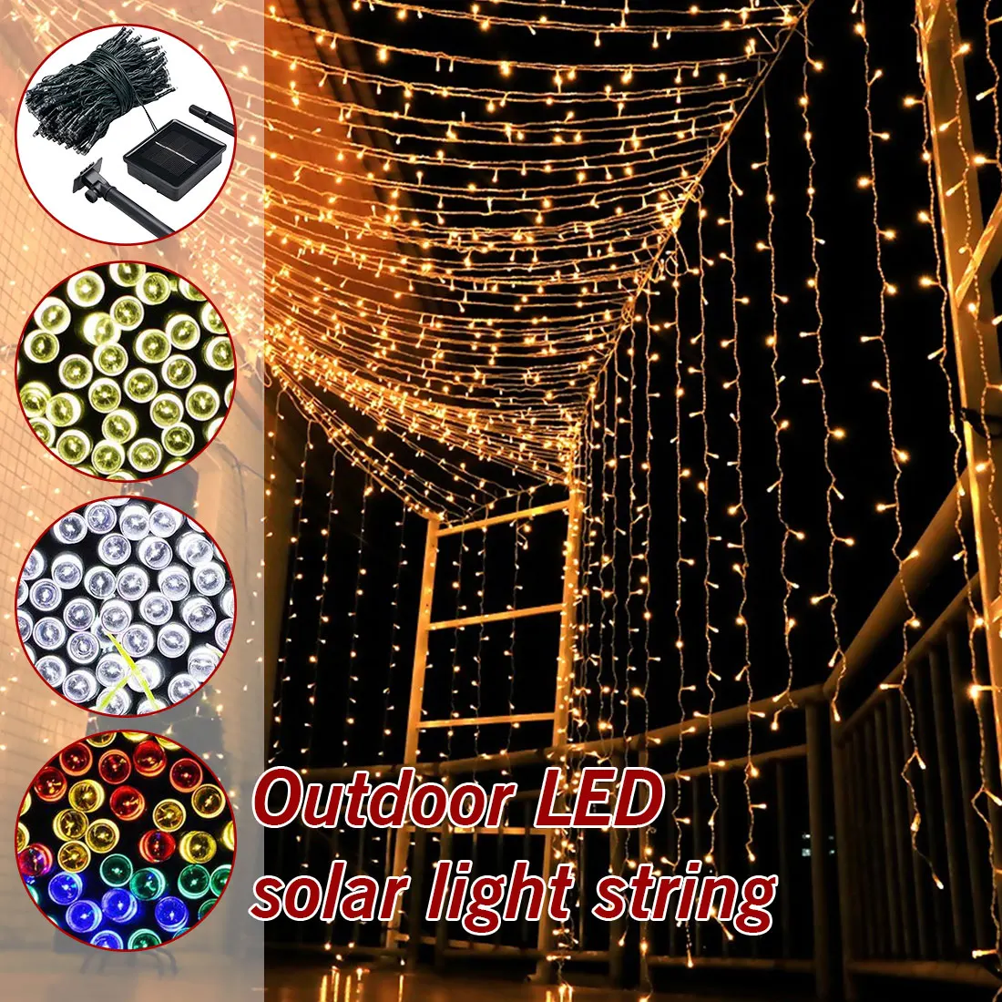 50/100/200 LED Solar Power Fairy Light Christmas Garland Copper Wire LED String Lamp Fairy lights ForNew Year Wedding Decoration