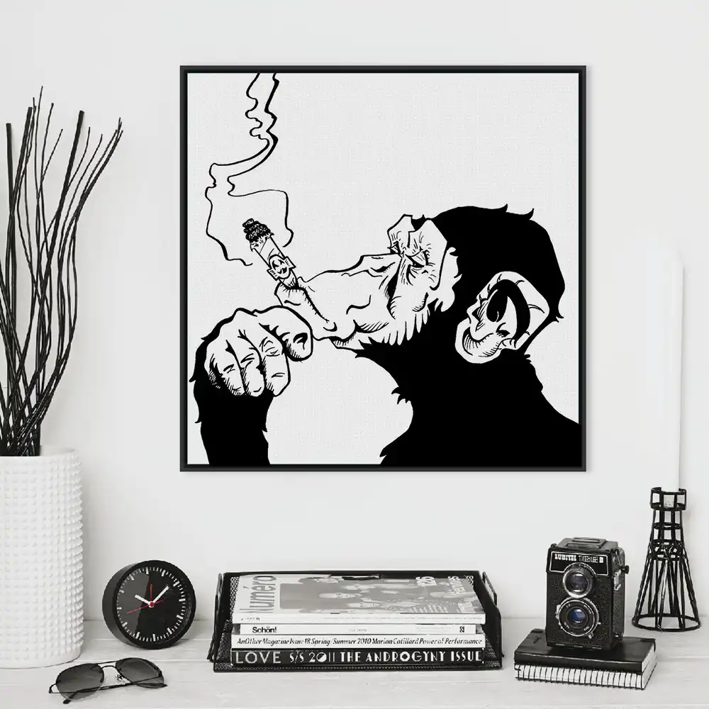 Fashion Black White Smoking Gorilla Animal A4 Art Prints Fashion Black White Smoking Gorilla Animal A4 Art Prints