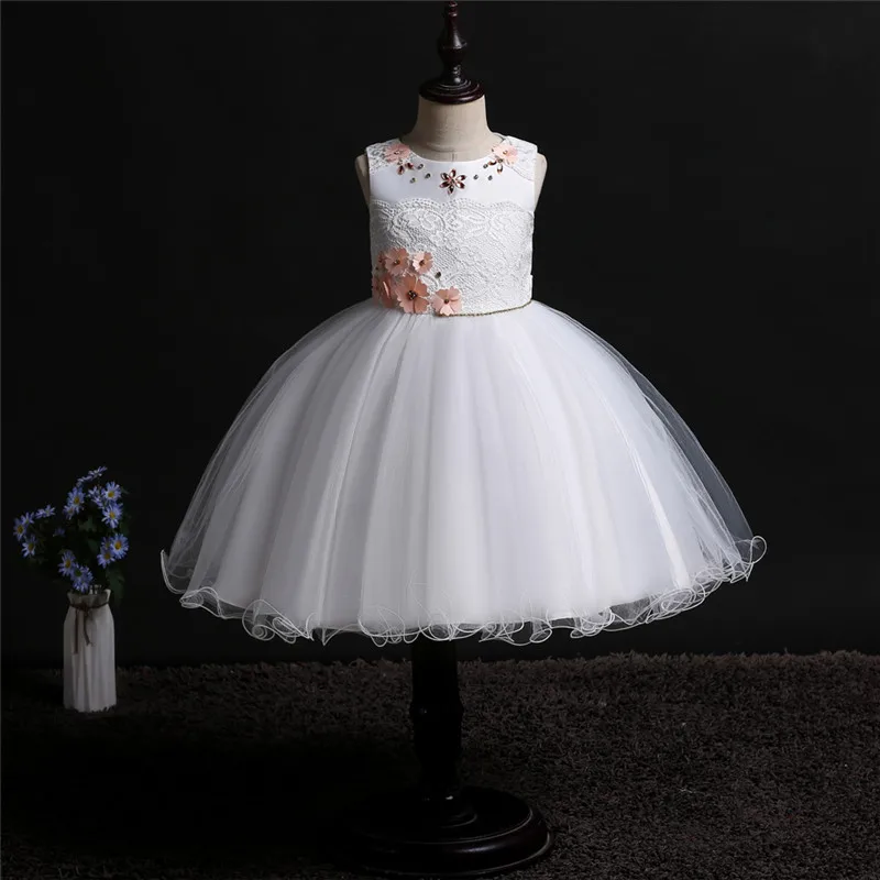 Новая модная одежда для маленьких девочек; платье принцессы; одежда для детей; Детские вечерние платья-пачки; белое платье для девочек; платье с цветочным узором для маленьких девочек - Цвет: white