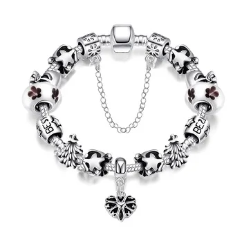 1PcsFashion Carving Starfish Best Beads Snake Chain Charms Bracelets Anklets Girl Heart Dangle Pendant Women Wholesale Jewelry