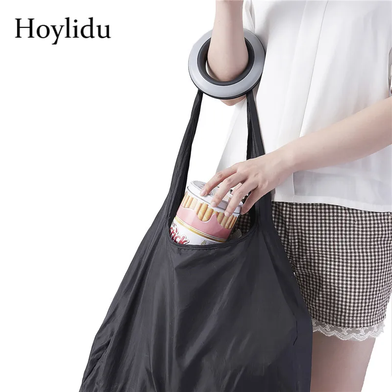 Складная сумка для покупок, Круглая Коробка для хранения, Женская многоразовая нейлоновая Большая вместительная сумка через плечо, Эко сумка для покупок, Повседневная сумка для покупок