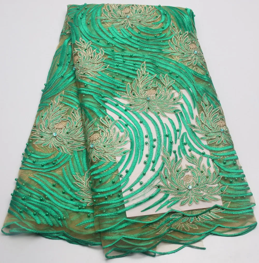 

Newest design African French NET Lace fabric NA334B /african Tulle fabric with beads,free shipping by DHL 5yds/pc