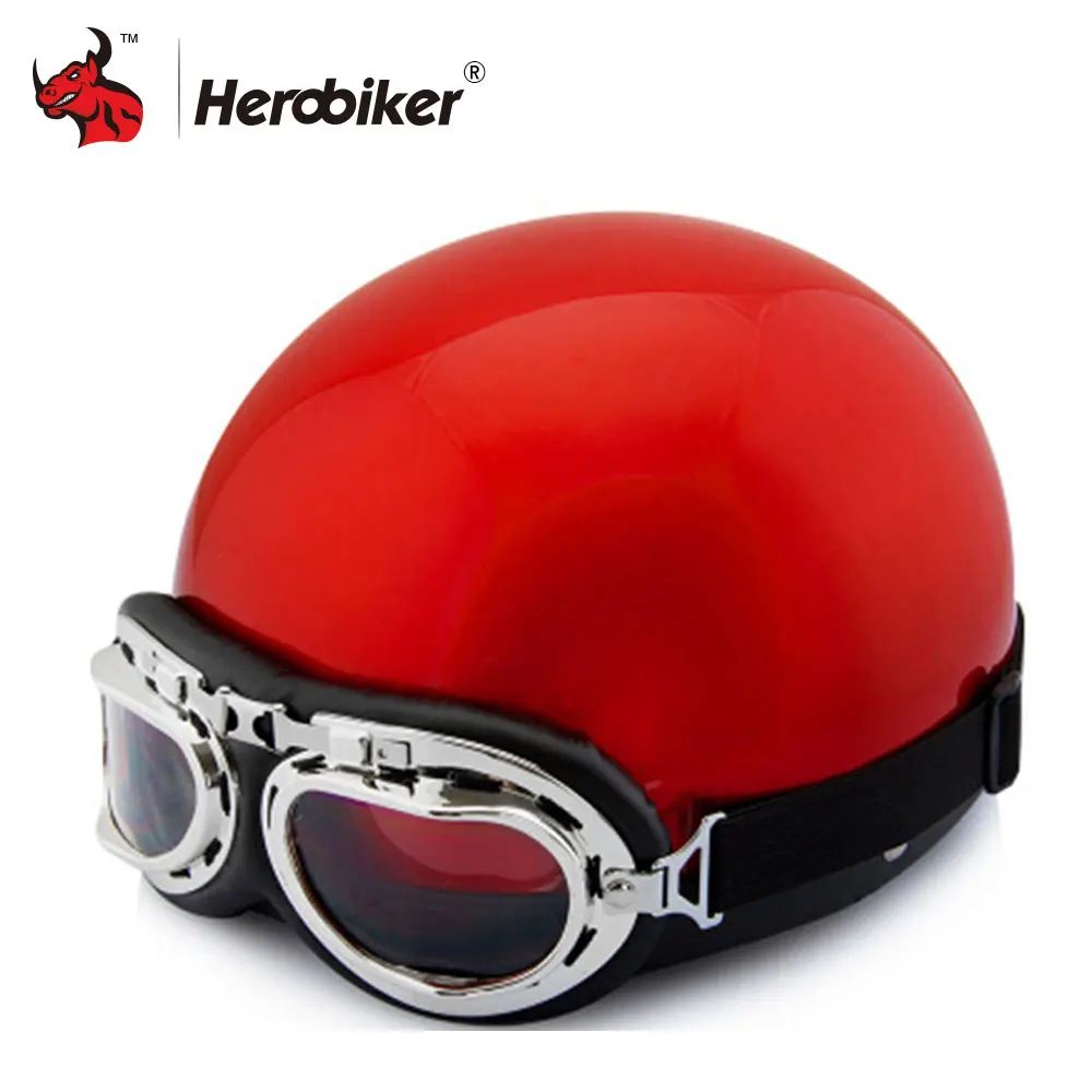 

2018 Red Motocross Capacete Moto Helmet Open Face Half Motorcycle Motorbike Helmet & Goggles & Visor Motorcycle Helmet Scooter