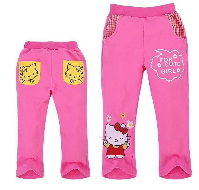 

Free Shipping Retail New Baby Girls Pants For 2-6Years Kids Spring Fall Cartoon Clothing Childrens Causal Sports Trousers