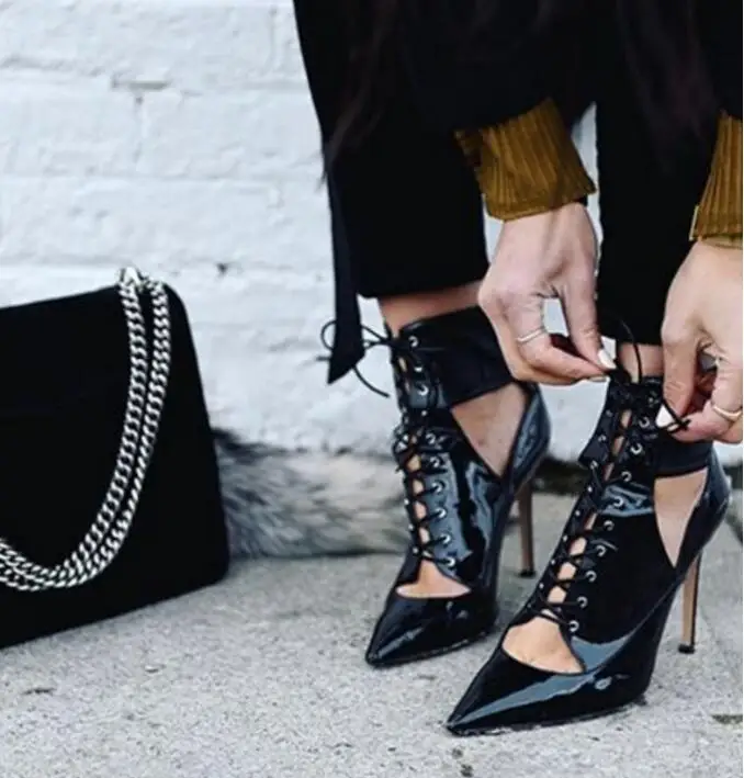 women's lace up heeled ankle boots