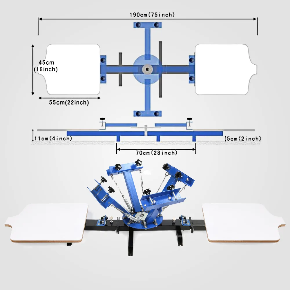

Vevor brand 4 color 2 station silk screen printing machine for T-shirt printing