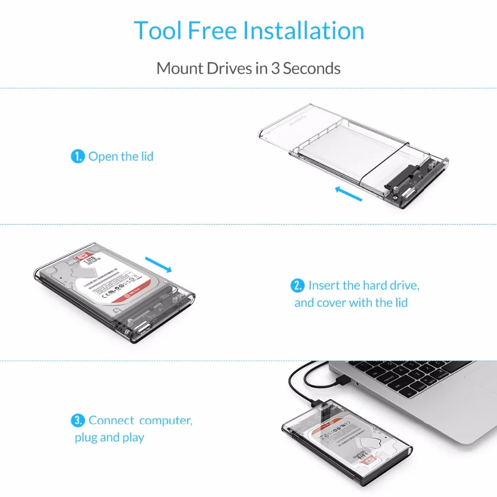 Корпус ORICO 2139U3 для жесткого диска 7 2 5 мм прозрачный USB 9 5|hard drive enclosure|drive enclosureenclosure