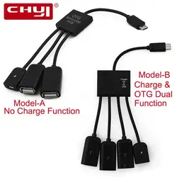 CHYI 4 порта USB 2,0 концентратор 4 в 1 Micro USB хост-кабель OTG зарядный ремень для втулки адаптер разветвитель для Android телефон планшет USB накопители