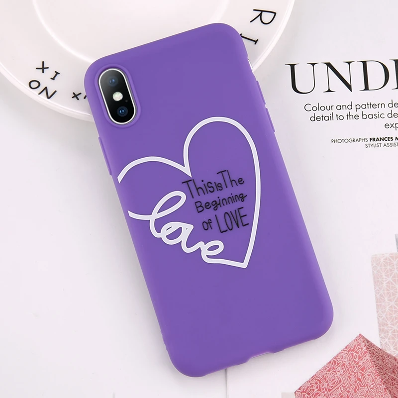 Lovebay фиолетовый чехол для телефона для Iphone XS Max XR X 7 6 6S 8 Plus Love Heart shape Lucky с принтом мягкий чехол-накладка - Цвет: 3462