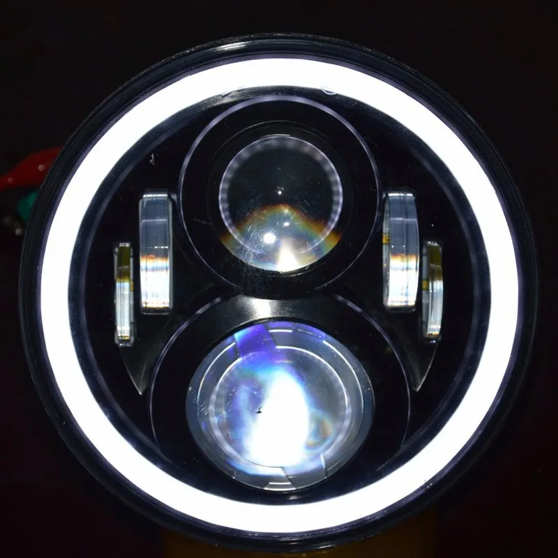 7 Inch Round Headlight 50w High Low Beam with Amber Signal White DRL Halo for 1997-2016 Jeep Wrangler JK TJ YJ Fj Cruiser