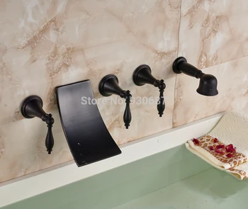 

Contemporary Oil Rubbed Bronze 5 pcs Tub Faucet Three Handles Mixer Tap